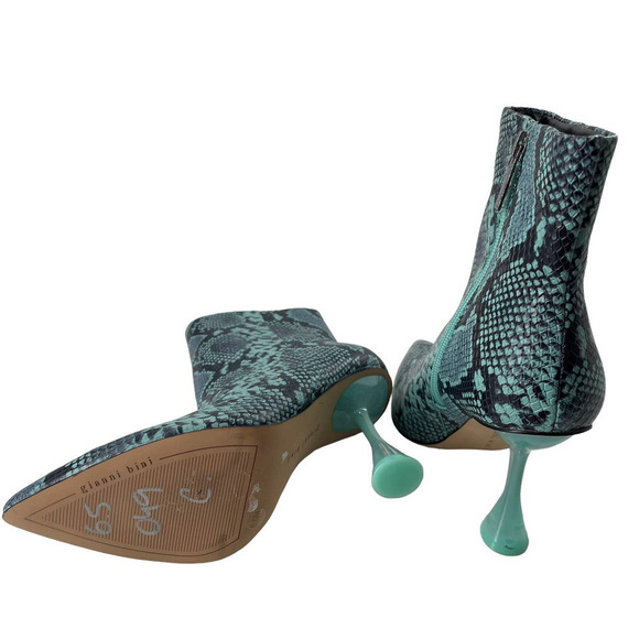 NEW GIANI BINI FAWLIE TEAL WATERS SNAKE PRINT BOOTIES - Picture 7 of 8